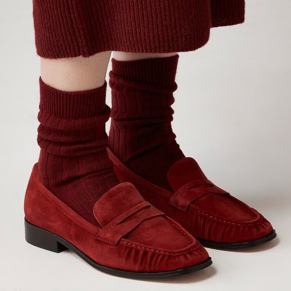 J.Crew Maison Ruched Loafers in Suede